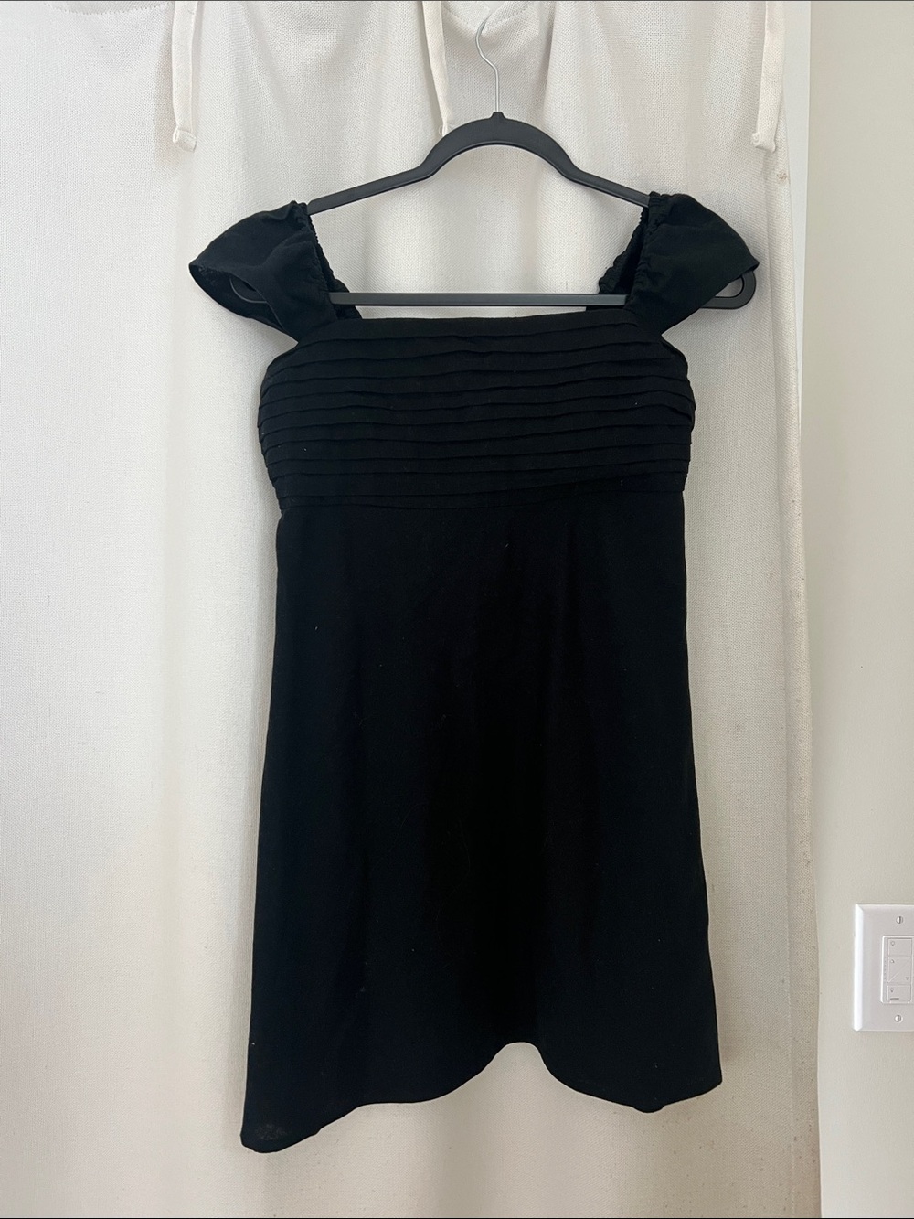 Abercrombie & Fitch Black Mini Dress with Pleated Bodice